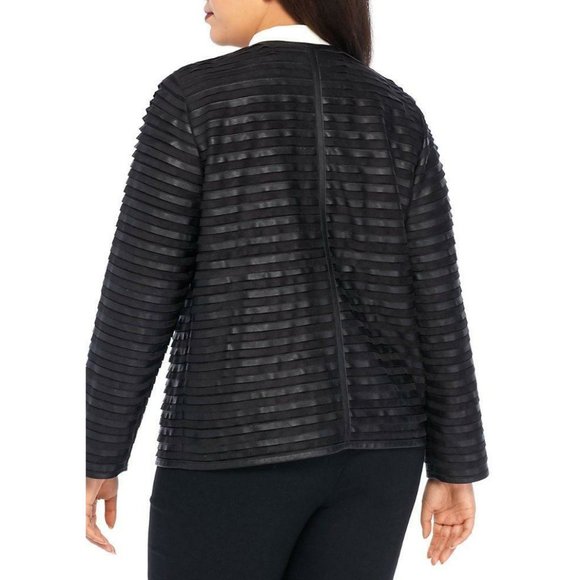 NWT The Limited Womens Plus Size 2X Black Faux Suede Pleather Pieced Jacket NEW - Picture 2 of 2
